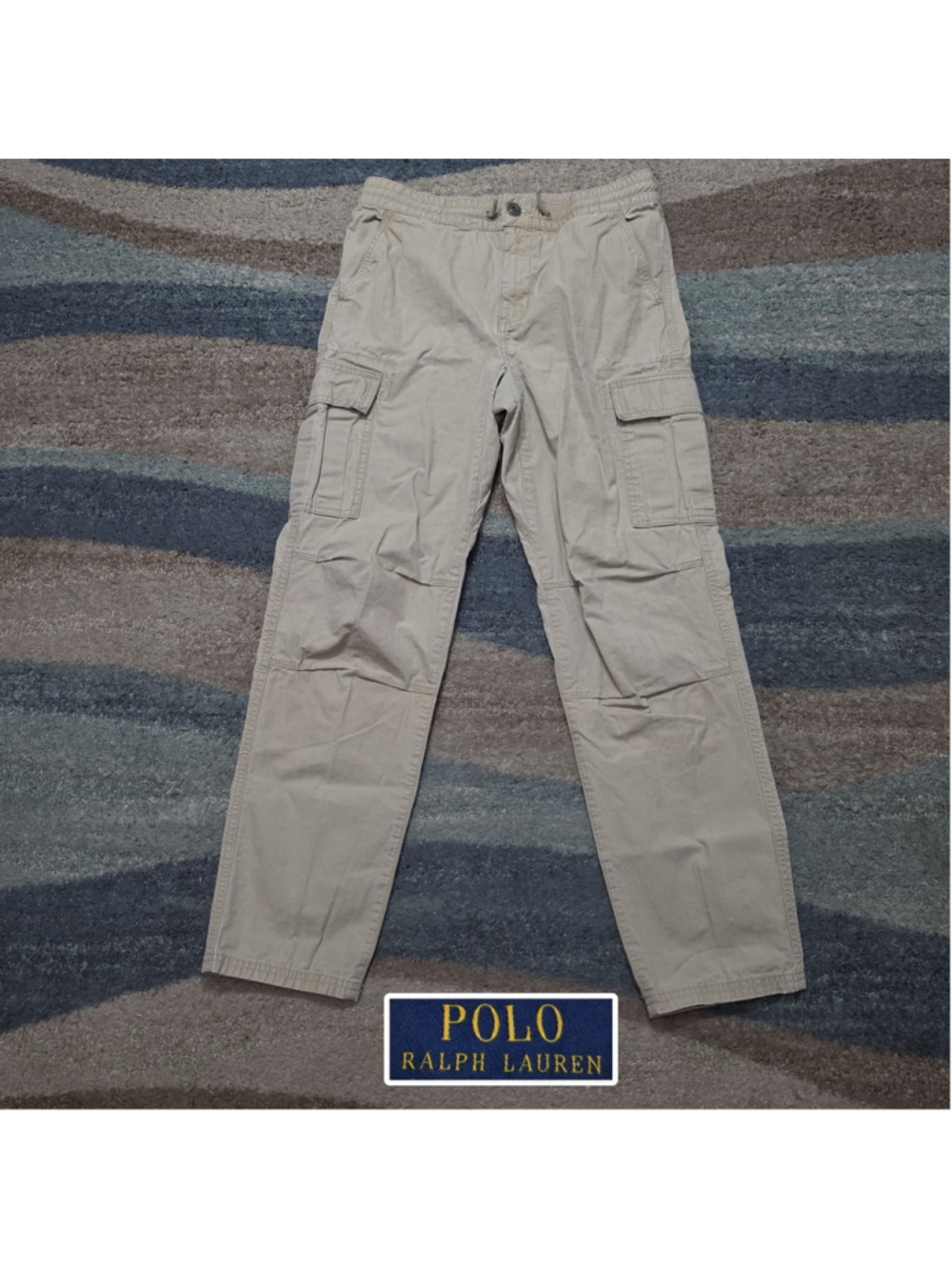 Polo Ralph Lauren Cargo Pants Boys L 14 16 Khaki Drawstring Pony Logo